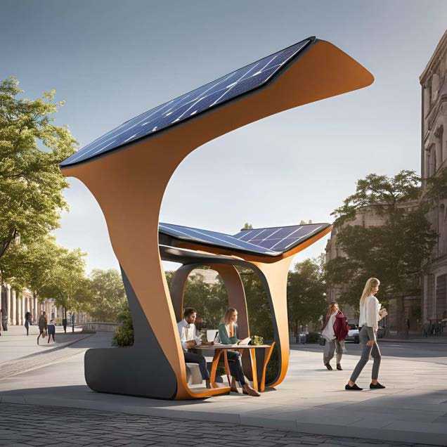 Solar smart pergola with seating